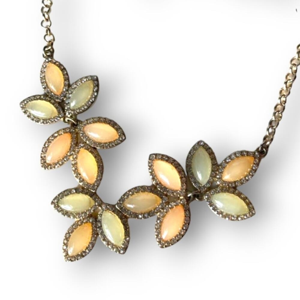 Lauren Conrad pale floral crystal accent collar necklace